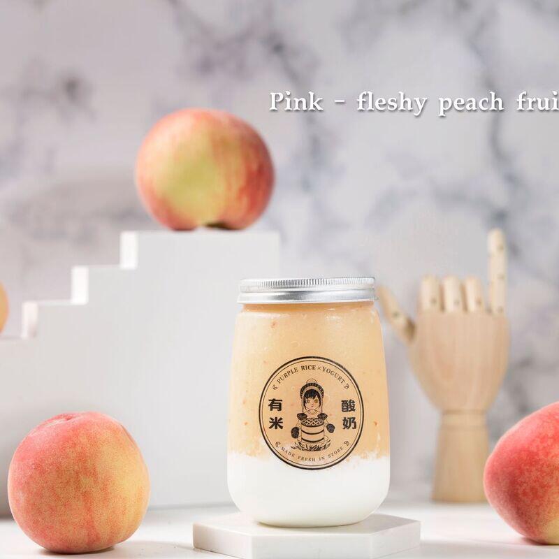 Pink· fleshy peach fruit yogurt